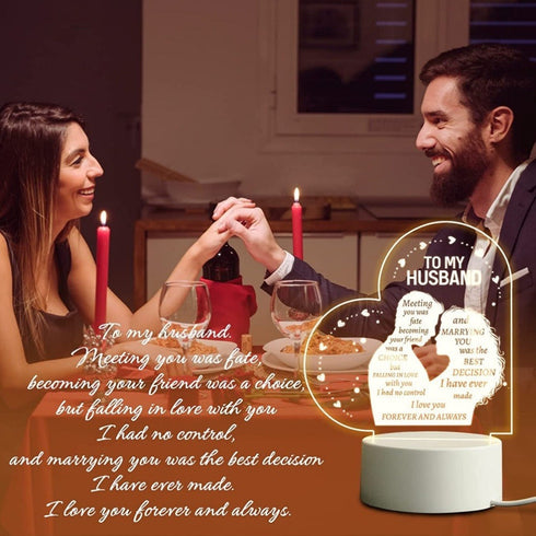 To My Husband  Acrylic Frame USB-Powered Night Lamp with Romantic Message